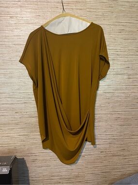 Alfani Draped Short-Sleeve Tunic in Mustard